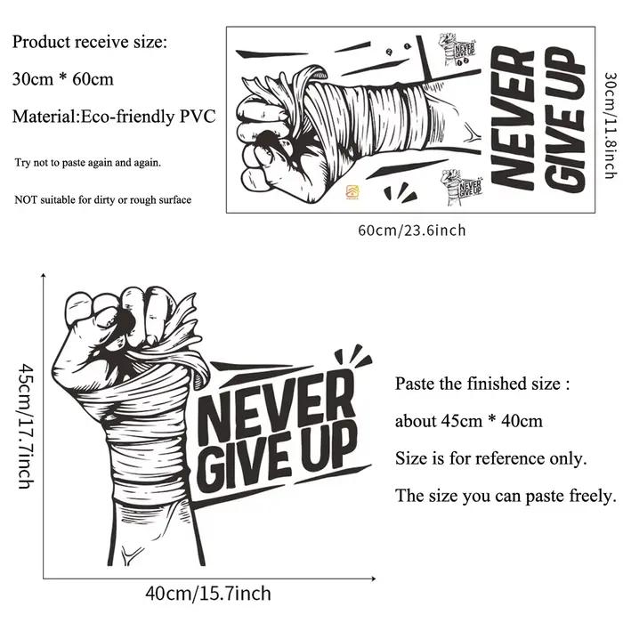 Autocollant mural inspirant « NEVER GIVE UP »