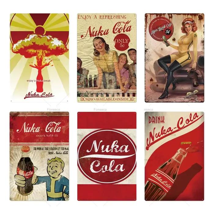 Plaque Métallique Nuka Cola Style Vintage Déchiré