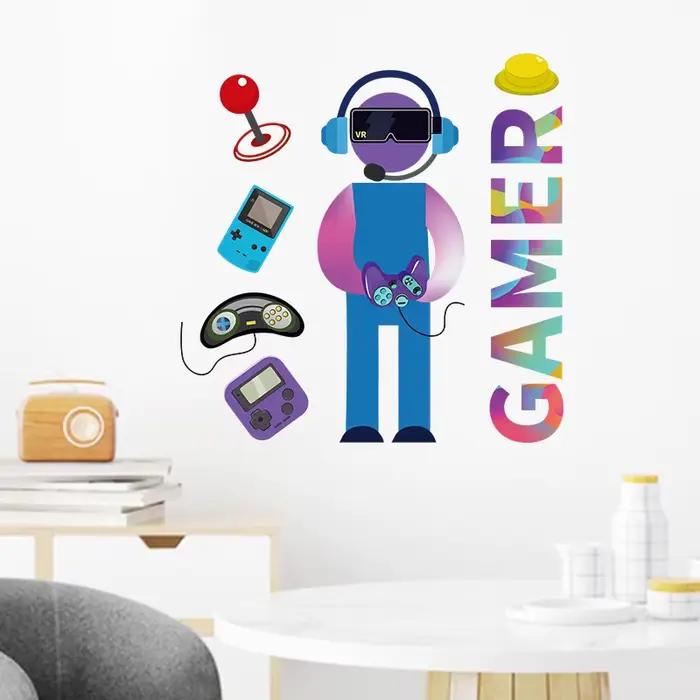 1 pièces autocollants muraux Gamer venir sur chambre salon électrique garçon jouer jeu dessin animé Stickers