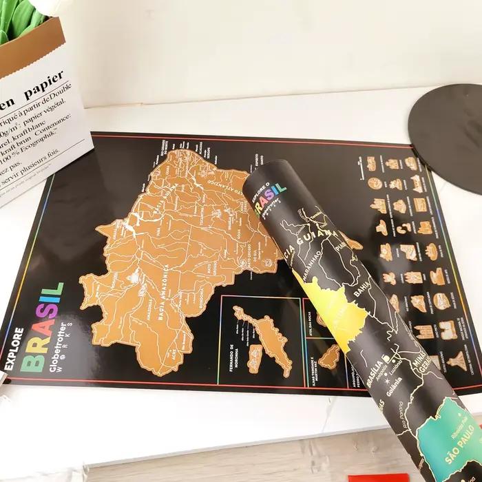 Explorez la carte à gratter du brésil pour cadeau de voyage