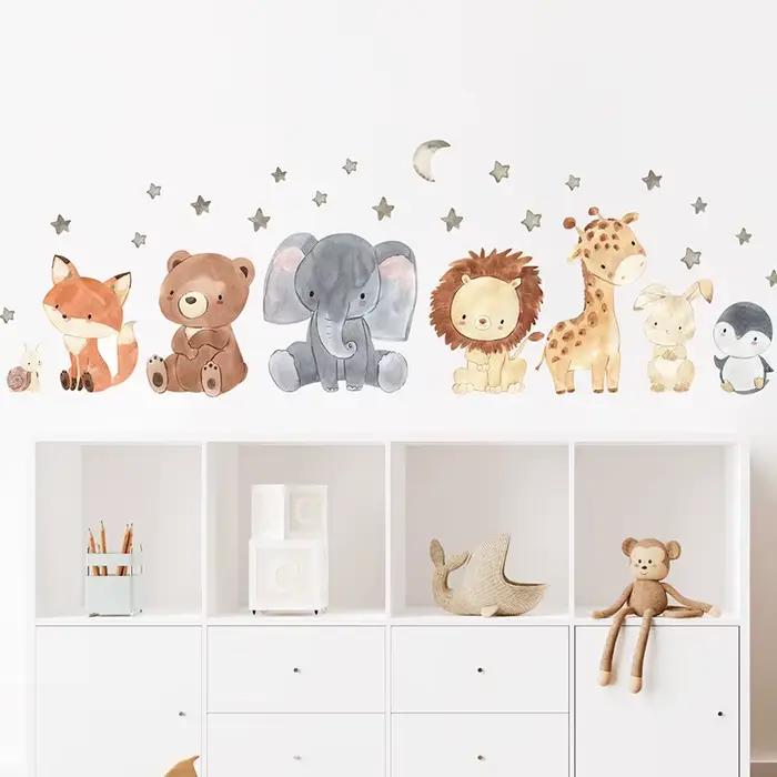 Autocollants muraux animaux mignons de dessin animé