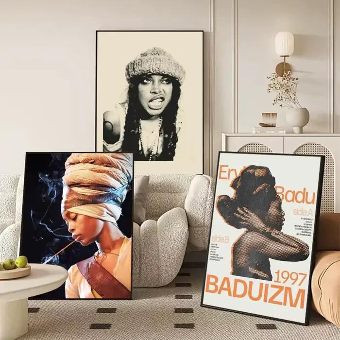 E-erykah Badu américain chanteur-graveur affiche auto-adhésif Art papier imperméable autocollant café maison décoration murale