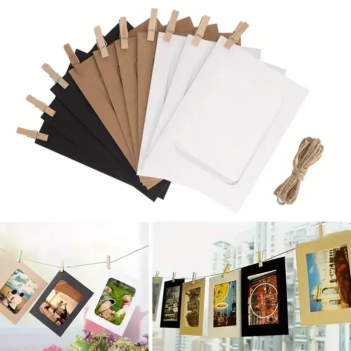 Cadre Photo en Carton avec Clips en Bois
