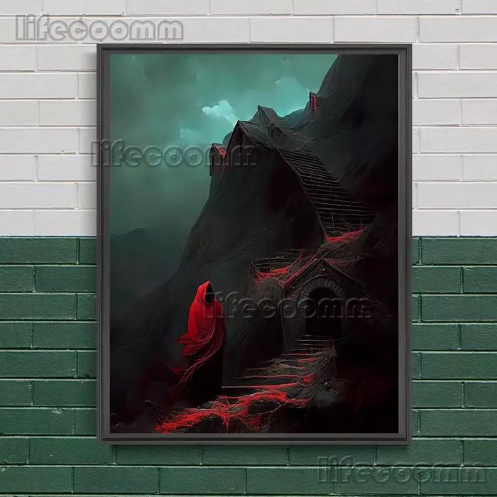 Le pont vers l'enfer, peinture sur toile d'art mural Vintage