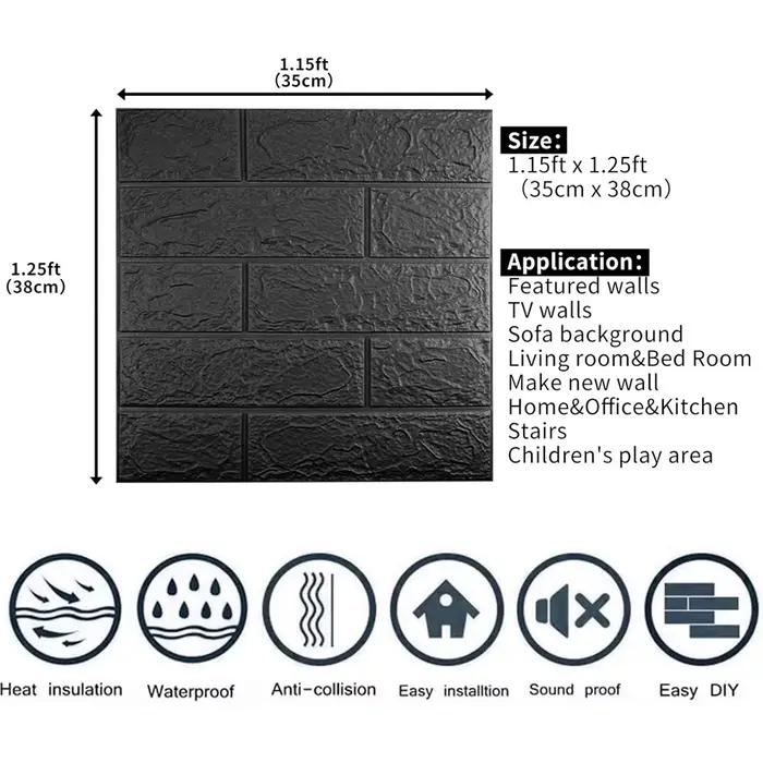 Autocollant de papier peint mural 3D avec mousse imperméable auto-adhésive