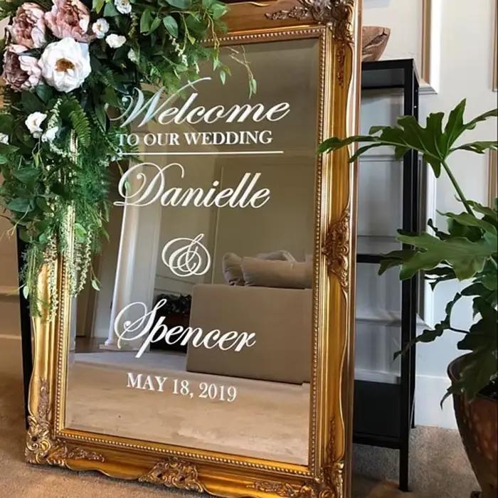 Miroir de bienvenue pour mariage en vinyle AZ657