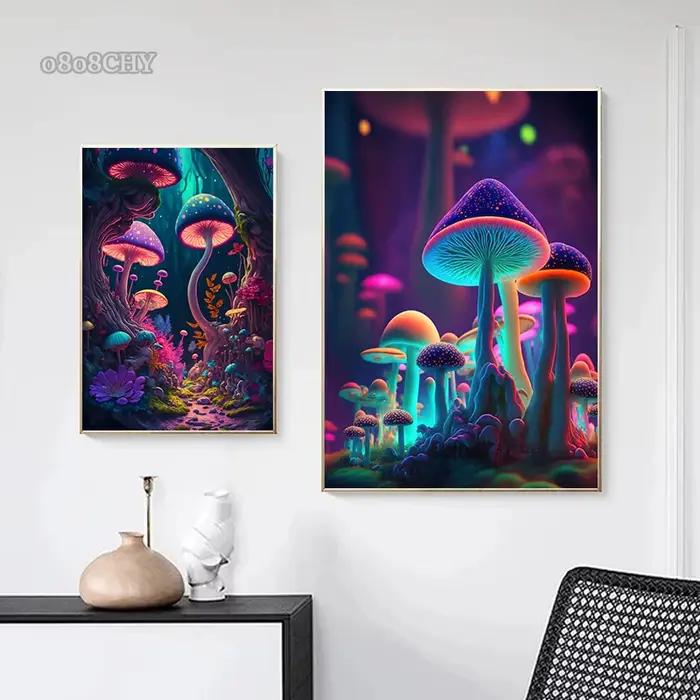 Champignons magiques toile impression affiches