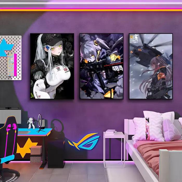 Affiche de jeu mobile RPG G-Girls Frontlines, art mural polyvalent HD imperméable, décor auto-adhésif pour tout espace, cadeau idéal