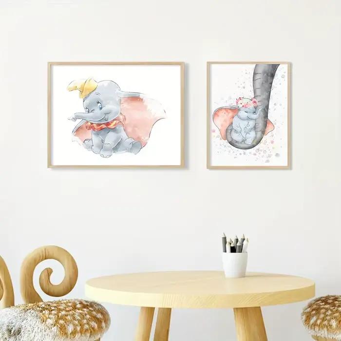 Affiches d'art Dumbo, impression aquarelle, dessin animé, bébé éléphant, citation Dumbo, peinture sur toile, décoration murale pour chambre d'enfant
