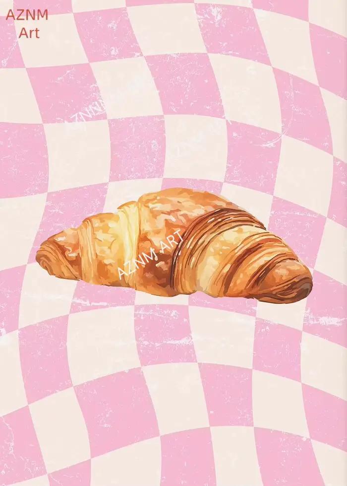 Pâtes Croissant café à la mode manger rose cerise citron figue citation affiche toile peinture impression mur pour cuisine décor Cuadros