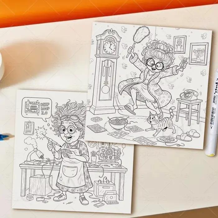 Livre de coloriage drôle de grand-mère pour adultes