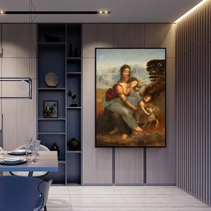 Leonardo Da Vinci la vierge et l'enfant avec St Anne affiches imprime pour salon mur Art décoration de la maison toile peinture à l'huile