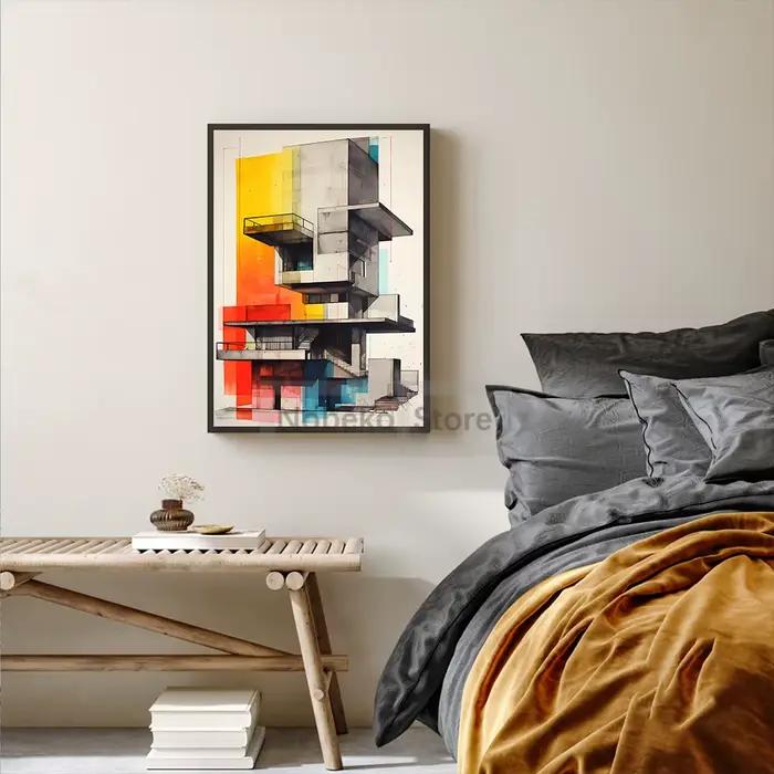 Affiche d'architecture abstraite d'inspiration Le Corbusier