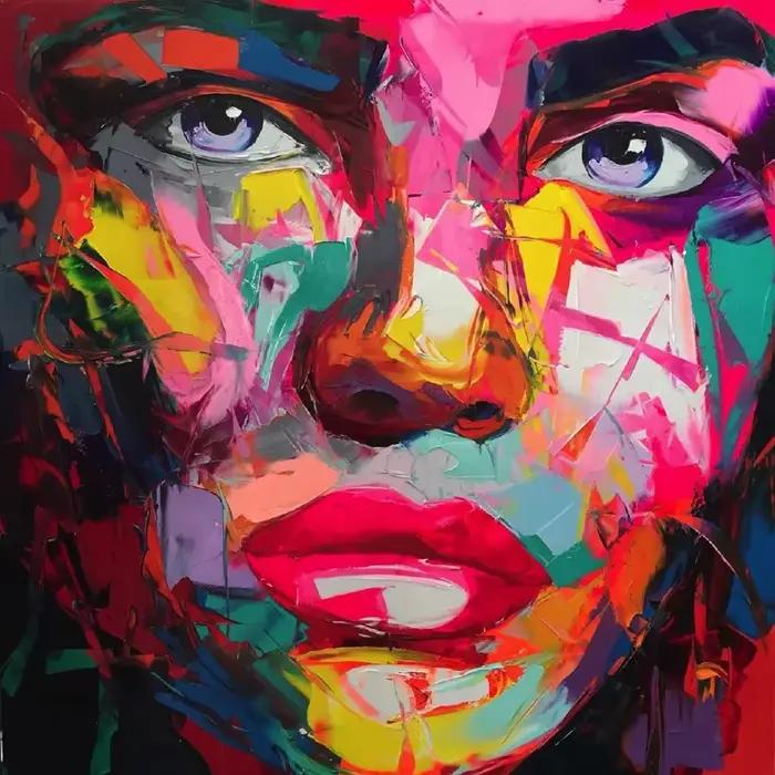 Artcozy Francoise Nielly couteau Spray toile peinture abstraite Portrait visage peinture à l'huile Figure mur Art photos décoration de la maison
