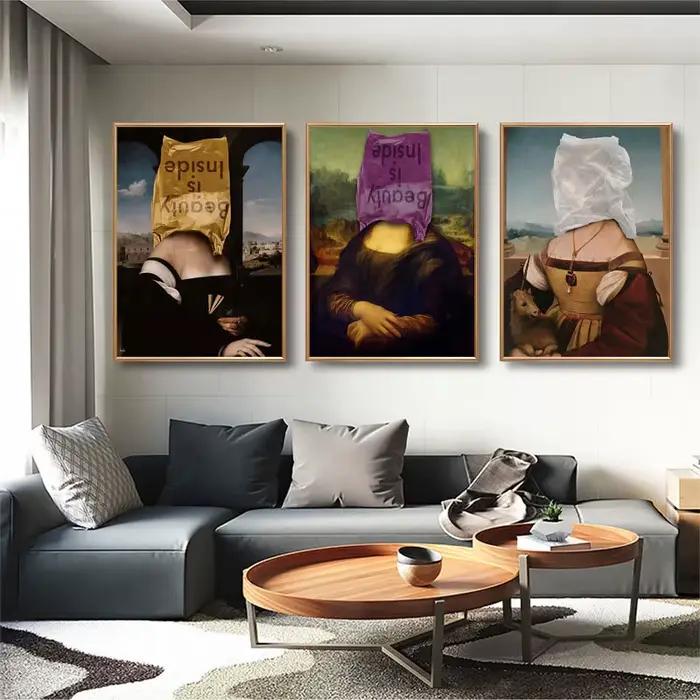 Toile d'art drôle de Mona Lisa