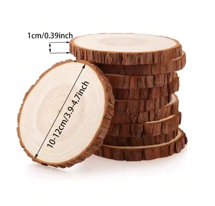 1 ensemble/10 pièces de tranches de bois de pin rondes de 10-12 cm avec écorce pour table