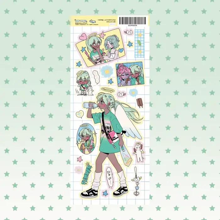 Autocollants de dessin animé coréen mignon doux Cool fille personnage
