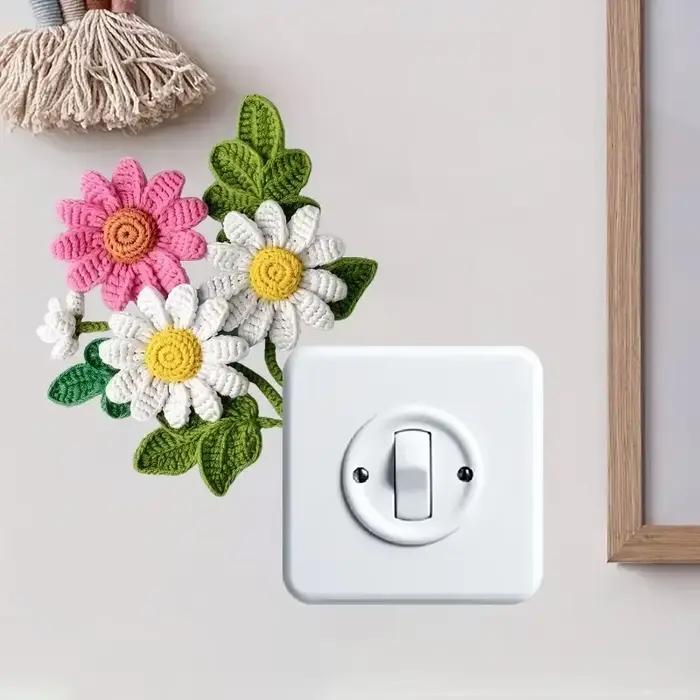 Autocollant étanche pour chambre à coucher fleurs interrupteur autocollants PVC auto-adhésif amovible salle de bain décoration de la maison décalcomanies rsi