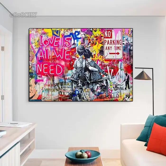 Art mural de rue abstrait moderne
