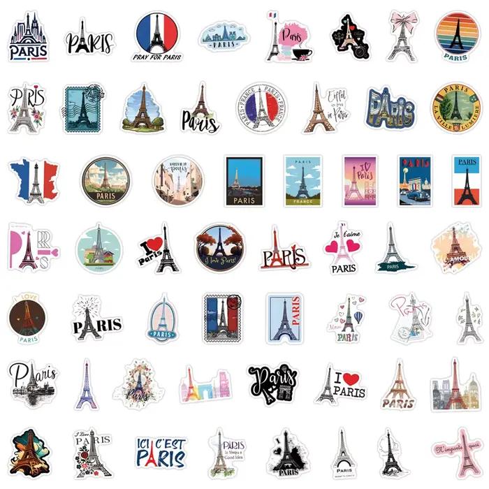 10/30/50/110 pièces France Paris autocollants voyage paysage Stciekr tour Eiffel commémorer décalcomanies bricolage ordinateur portable guitare vélo enfants jouet