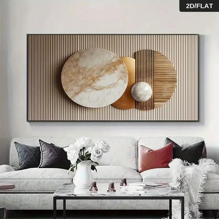 Une impression sur toile murale abstraite moderne en marbre et laiton