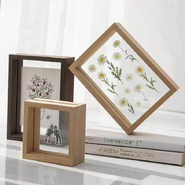 Cadre d'affichage en bois massif transparent