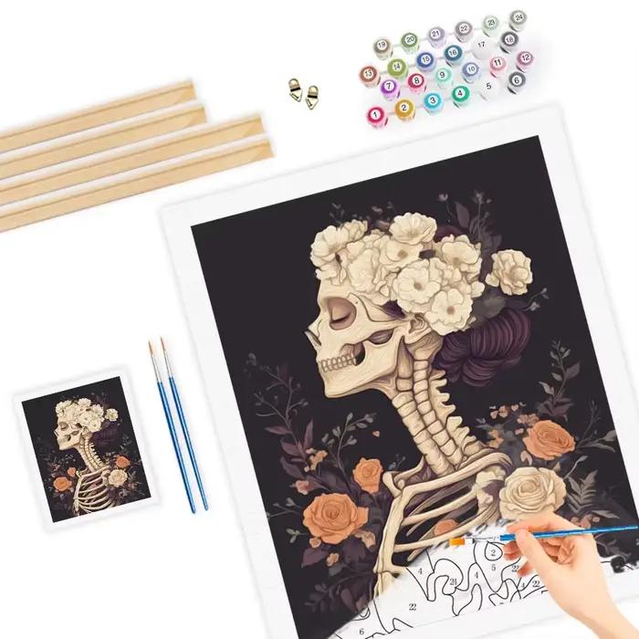 Peinture par numéros : Squelette – Cadeau d'Halloween amusant – Kit