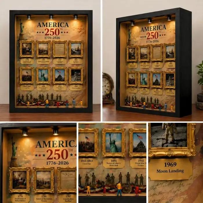 Cadre photo américain en bois résine pour 250e anniversaire