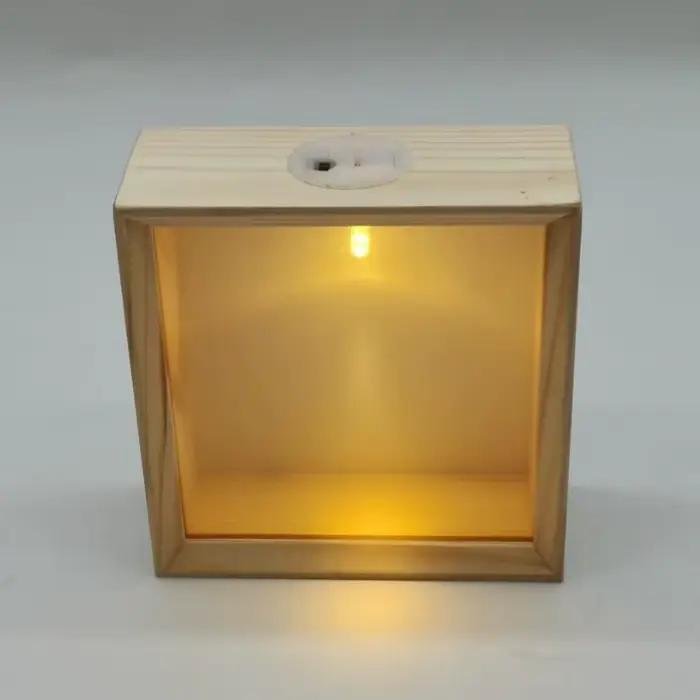 Cadre lumineux LED double face 3D en bois, boîte à ombre, vitrine d'affichage, cadre photo transparent lumineux pour cadeau ou chevet