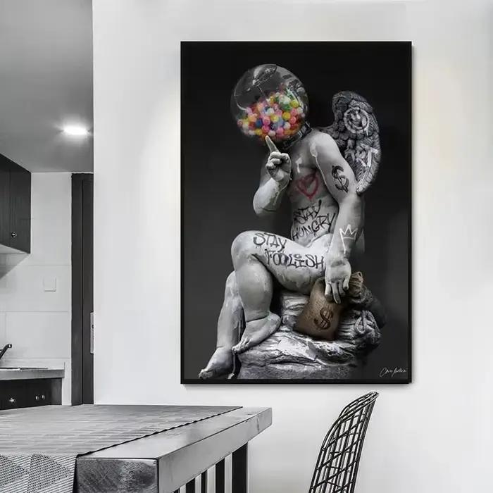 Statue de David Graffiti Art toile peinture tête
