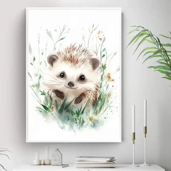 Affiches d'herbe de bébé animaux mignons dans le terrain