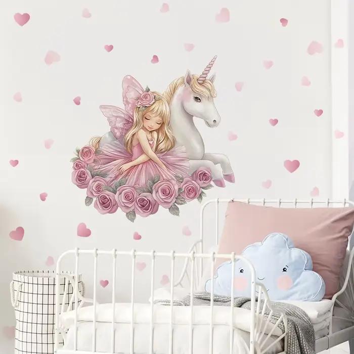 Autocollant mural licorne mignon pour chambre d'enfant