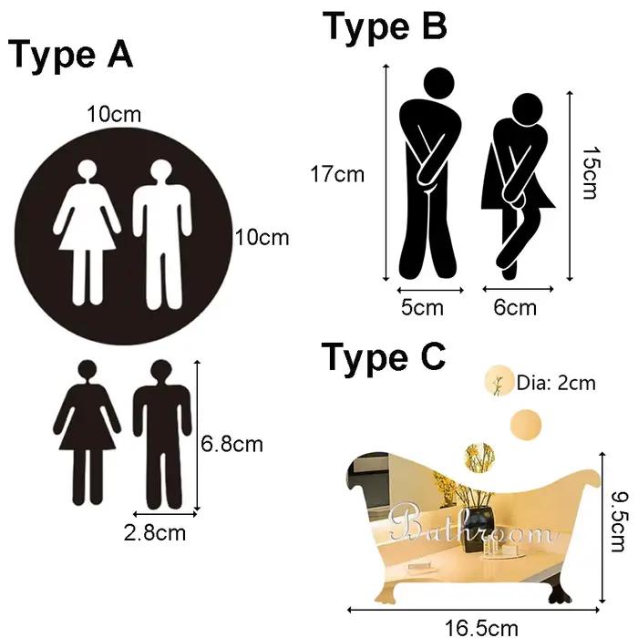 Perfec3D-Autocollants Muraux avec Signe d'Entrée de Toilette pour Homme et Femme