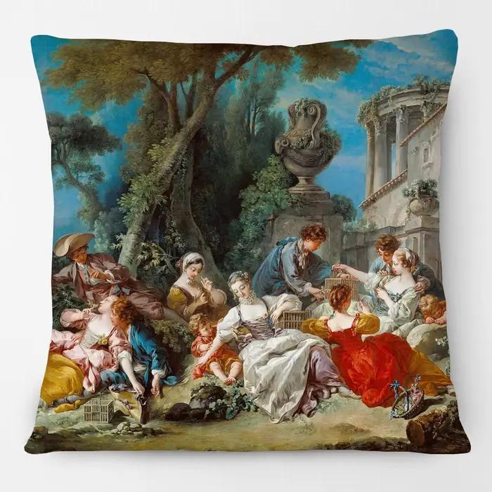 Housse de coussin décorative avec peinture de portrait d'art Rococo européen de François Boucher