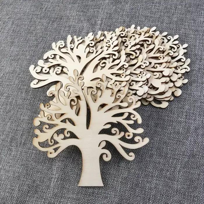 Peinture artisanale sculptée d'arbre de vie en bois