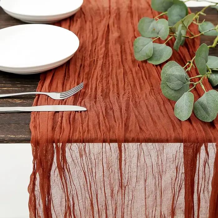 Nappe de table semi-transparente en gaze de lin couleur sauge pour la décoration