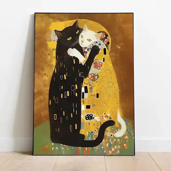 Affiche sur toile Chat Chaton Klimt Kiss
