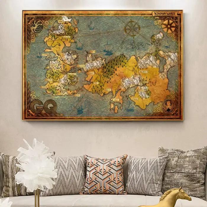 Thrones Game Dépannage et Essos Land Map Poster