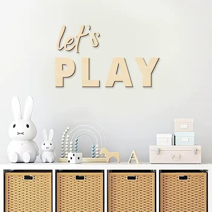 Let's Play – panneau mural en bois