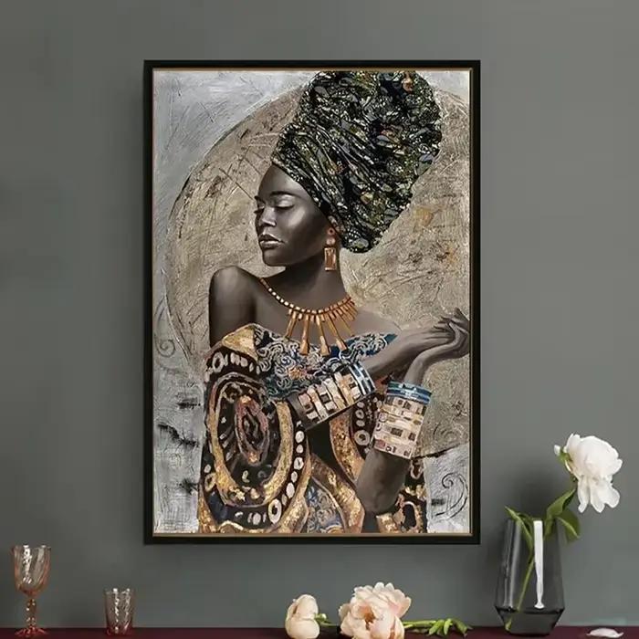 Peinture abstraite sur toile de femme noire africaine