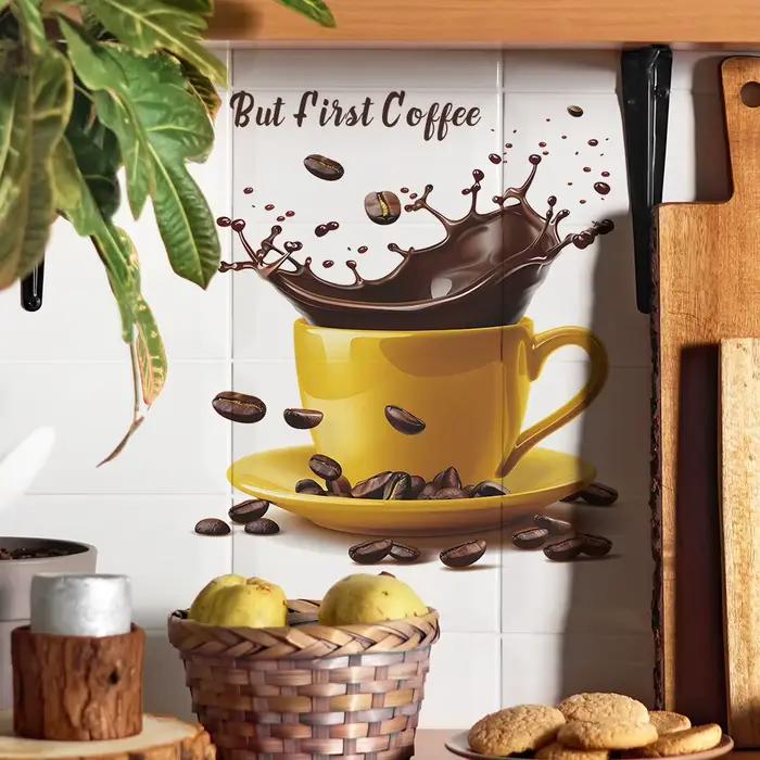 Autocollant mural créatif en forme de tasses à café