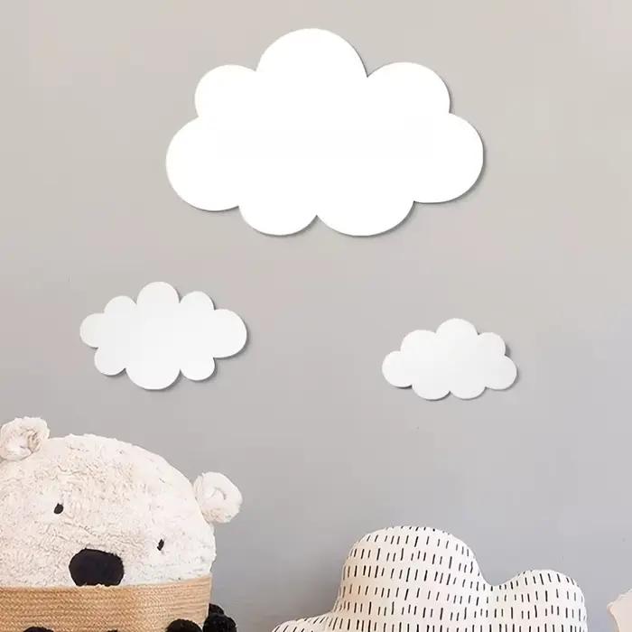 Lot de 3 décorations murales nuages en bois
