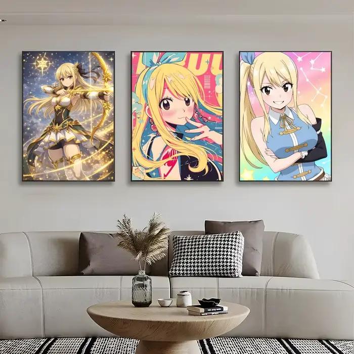 Affiche murale avec personnage joyeux Lucy Heartfilia, impression artistique, peinture murale décorative, décoration de la maison, cadeau sans cadre
