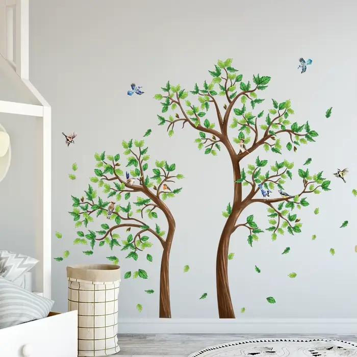 Autocollant mural arbre vert 3d pour salon
