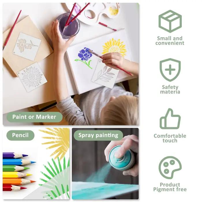 Ensemble de 60 pièces de modèles de peinture de plantes pour carte sur toile