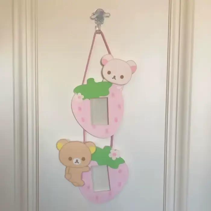 Cadre photo suspendu double connecté Rilakkuma Cartoon Strawberry Bear