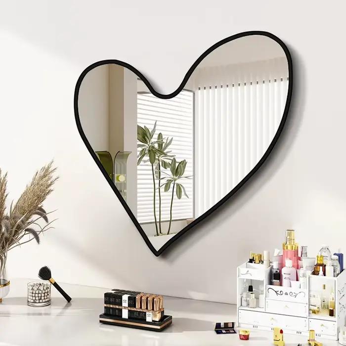 Miroir De maquillage noir femmes coeur irrégulier