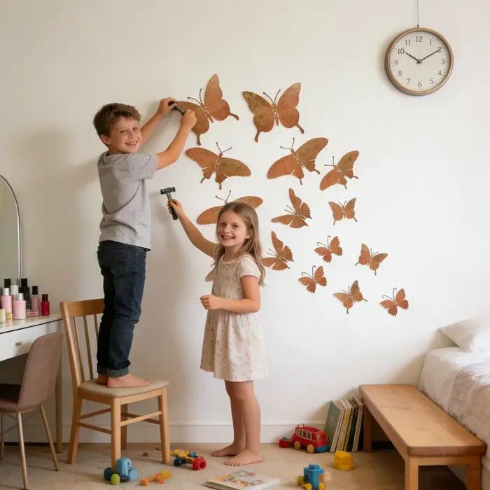 Décoration murale en métal en forme de papillon