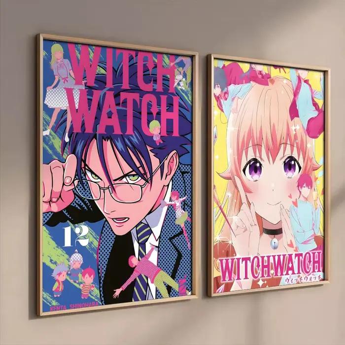 Affiche murale en toile de coton avec peinture et calligraphie Anime W-WITCH WATCH