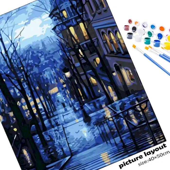Peinture par numéros d'images pour adultes sur toile avec paysage encadré